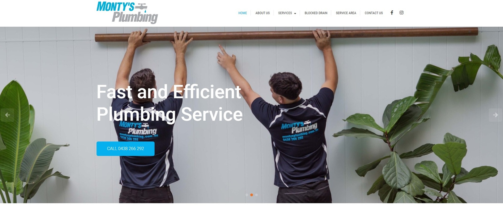 Plumbing services website built by St.George Web Design