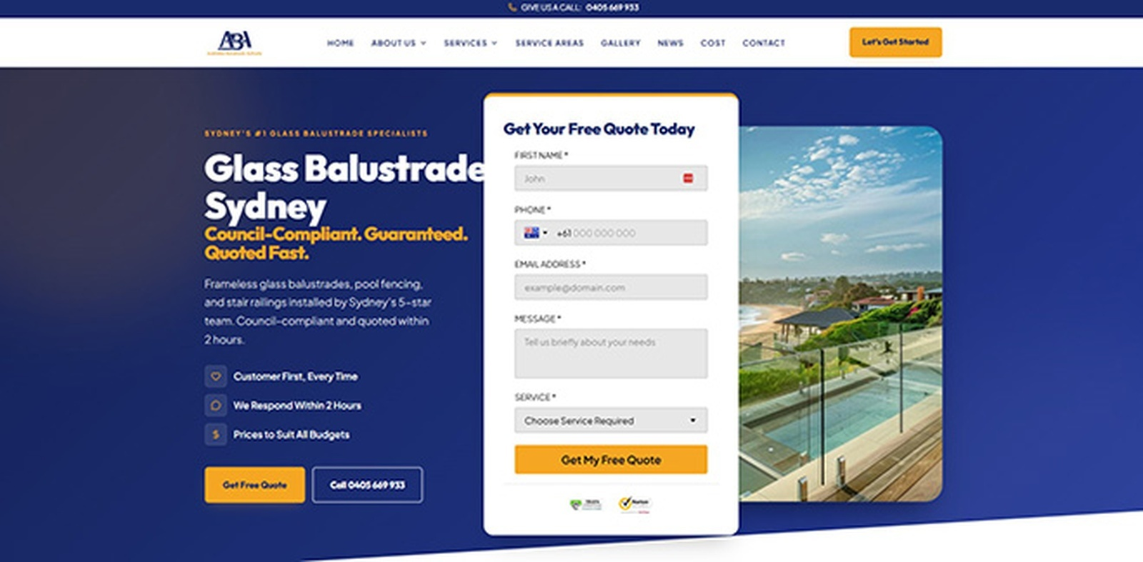 Balustrade Authority website designed by St.George Web Design.
