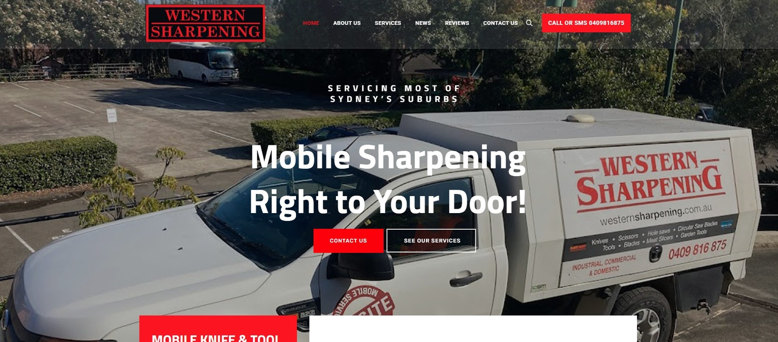 Mobile sharpening service website